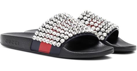 gucci embellished slides|Gucci slides women's.